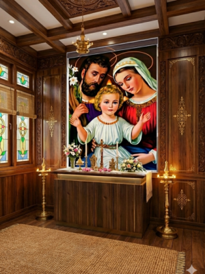 Holy Family  Roller Blinds With Pelmet