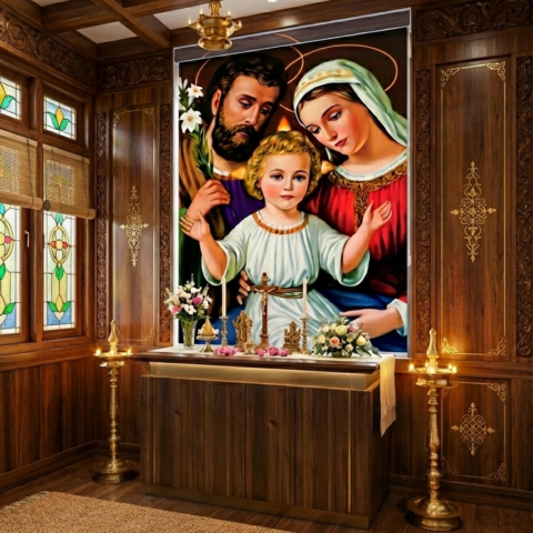 Holy Family  Roller Blinds With Pelmet