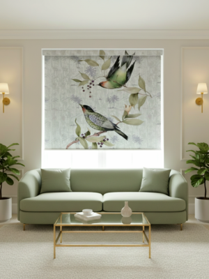 Leafy Hues Roller Blinds With Pelmet