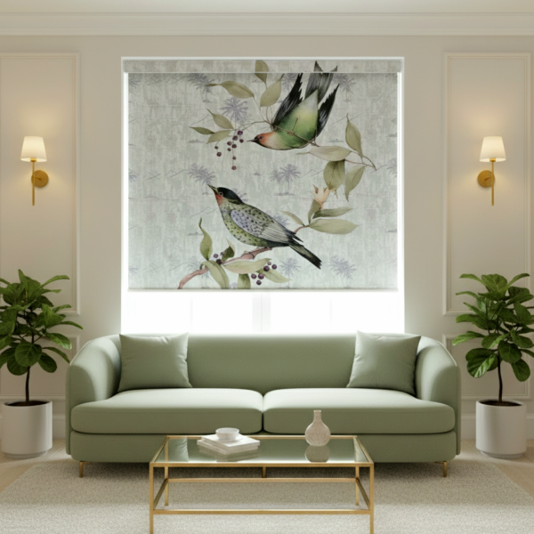Leafy Hues Roller Blinds With Pelmet