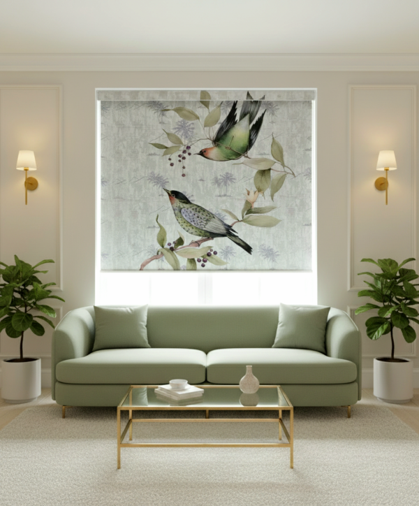 Leafy Hues Roller Blinds With Pelmet
