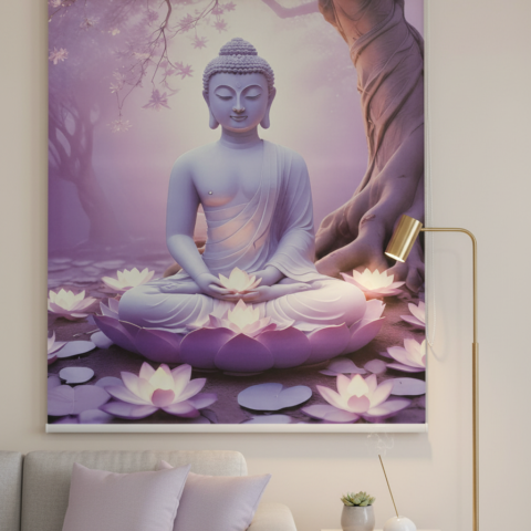 Lord Buddha Roller Blinds With Pelmet