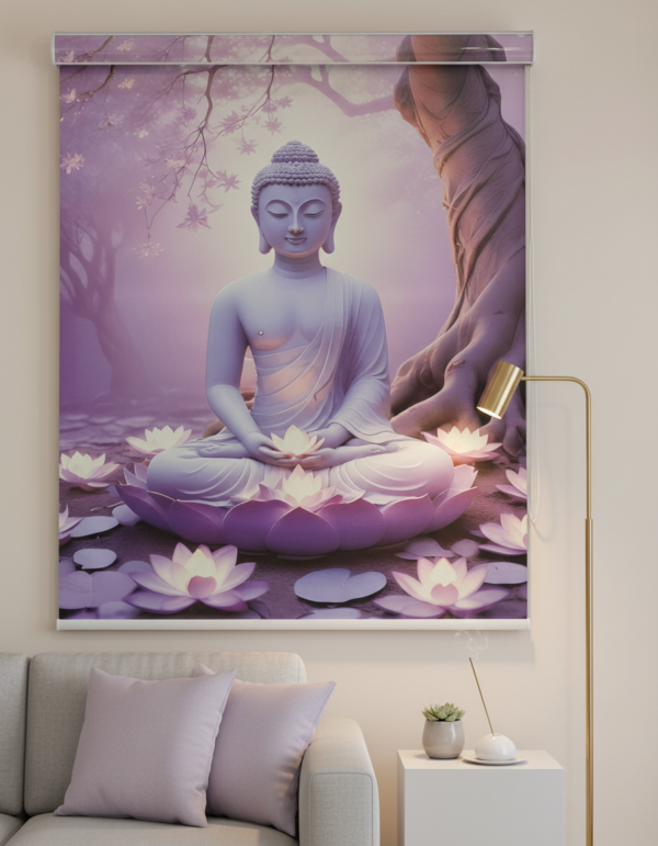 Lord Buddha Roller Blinds With Pelmet
