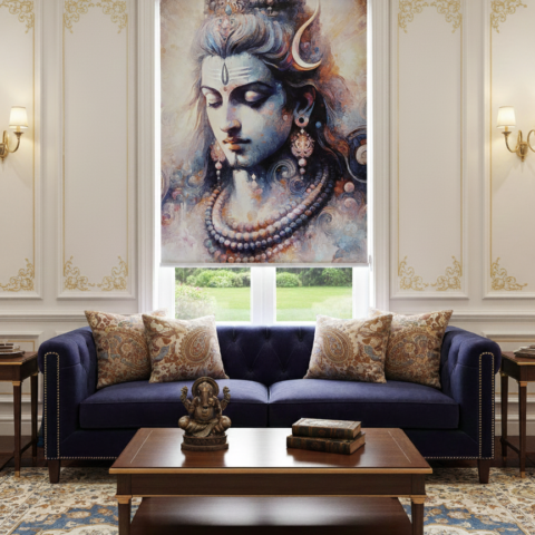 Lord Shiva  Roller Blinds With Pelmet