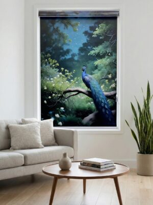 Wild Peacock Roller Blinds With Pelmet