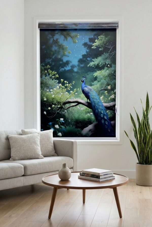 Wild Peacock Roller Blinds With Pelmet